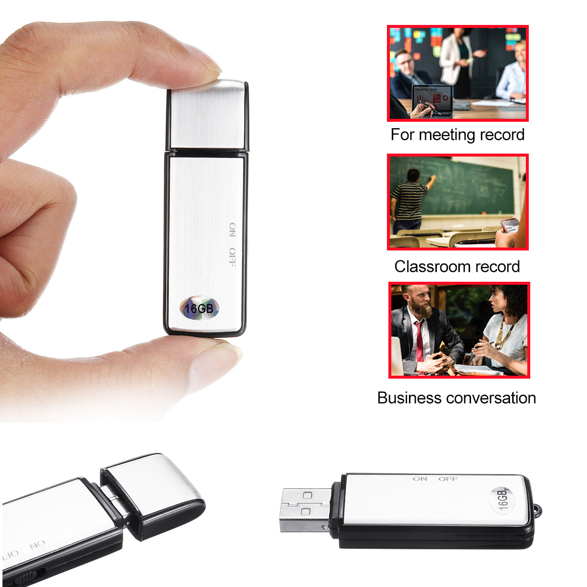 8GB Mini Voice Activated Digital Audio Recording USB Recorder Voice Recorder