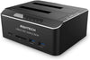 Hard Drive Docking Station USB 3.0 Aluminum Dual Bay Hard Drive Dock for 2.5" & 3.5" SATA HDD SSD with SD TF Card Reader and Offline Clone/Duplicator Function Support 16TB Tool-Free