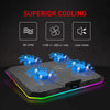 Gaming RGB Laptop Cooling Pad Notebook Cooler Light-Weight 12-17 Inch 4 Quiet Cooling Fans Ergonomic Comfort HV-F2076, Blue
