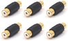 6-Pack Gold Plated RCA Female to RCA Female Coupler,Compatible with Phono,Speaker,RCA Cable,Amplifier
