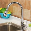 Pull Down Sprayer Kitchen Sink Faucet Hot Cold Mixer Water Tap 2 Spray Mode Single Handle Polished Chrome