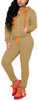 Womens 2 Piece Tracksuit Long Sleeve Casual Patchwork Pants Set