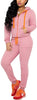 Womens 2 Piece Tracksuit Long Sleeve Casual Patchwork Pants Set