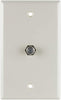 GE Coaxial Cable Wall Plate, 1 Coax F Type Connector, Single Gang, Light Almond, Installation Hardware Included, 35317