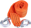Car Trailer Towing Rope 4 Meter Load 3 Ton Strap Tow Cable with Hooks Emergency Vehicle Tool (Orange)