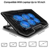 Quiet Gaming Laptop Cooling Pad Stand with Fan for 15.6-17 Inch, Portable USB Powered Laptop Cooler Fan Cooling Pad