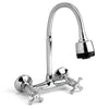 Kitchen Faucet Hot Cold Mixed Taps Stretchable Shower Spray Type Wall Mount Bathroom Faucet