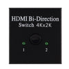 4Kx2K Bi Direction Switch HDMI Two-way Switcher HD 2 In 1 Out Converter for HDTV TV Box Monitor Projector (Black)