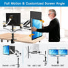 Dual Monitor Stand, Fits Two 13 to 27" Flat, Double Gas Spring Arm Desk Monitor Mount Bracket, Max 100X100 Holds up to 17.6Lbs