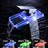 Bathroom LED Waterfall Faucet Sink Hot Cold Mixer Tap Temperature Control Light Tap