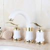 Luxury Faucet Hot and Cold Water Deck Mount 3 pcs Bathroom White/Black Mixer Taps Two Handles