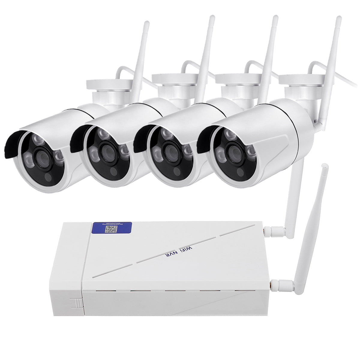 GUUDGO 4CH Wireless Wi-Fi 1080P IP Camera HDMI NVR Outdoor Night Vision Home Camera Security IR CCTV Camera System with NVR