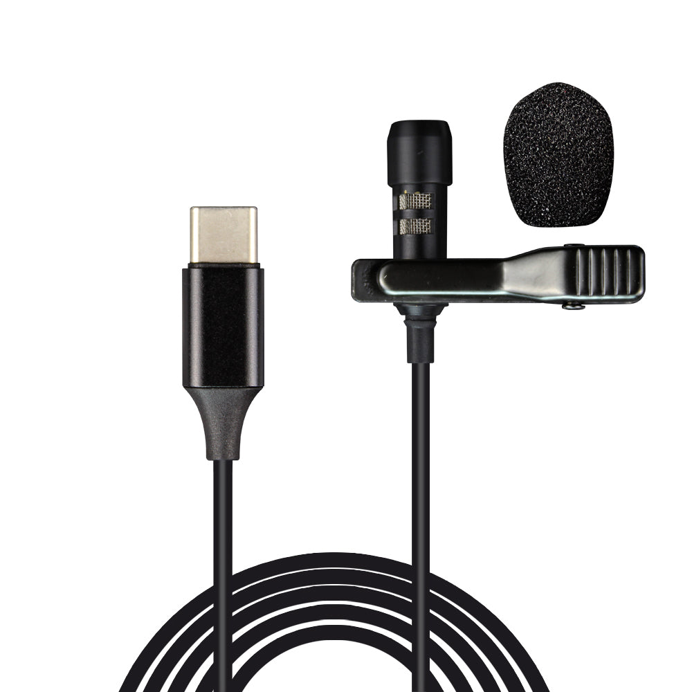 Bakeey USB Type-C Microphone Mini Small Portable Wired Clip-on Lapel Collar Lavalier Condenser USB-C Microphone for Type-C Phones Microphone (Type-C)