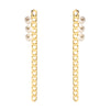 JASSY Elegant Pearl Earrings Simple 18K Gold Plated Chain Pendant Long Ear Stud Gift for Women