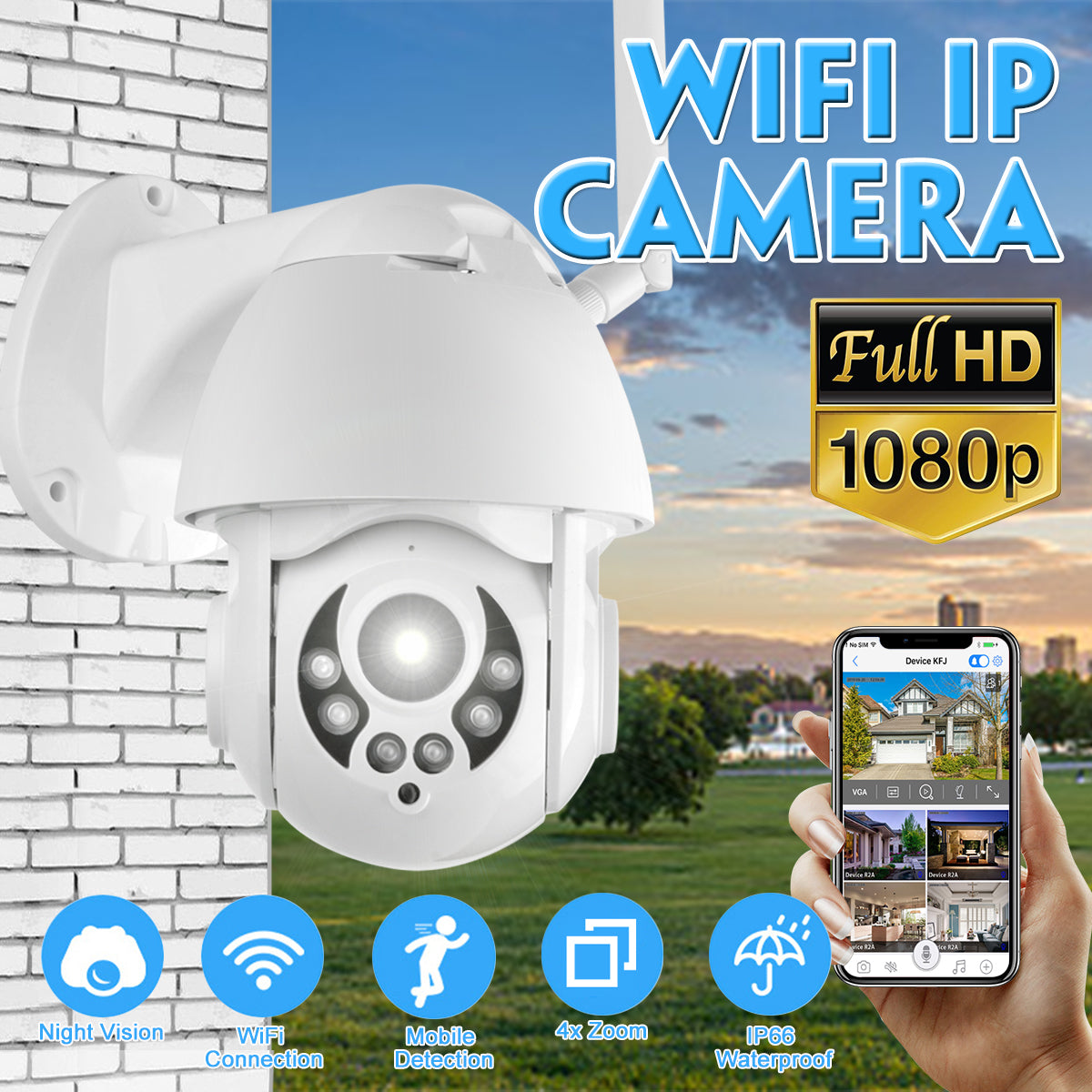 K38D Wireless 1080P HD IP Camera 4x Zoom Level 270 Degrees Vertical 90 Degrees Camera Night Vision Camera