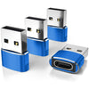 4-Pack USB C Female to USB Male Adapter for Most Device,Blue