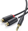 3.5MM Male to 2 RCA Female Jack Stereo Audio Cable Y Adapter Gold Plated for HiFi Stereo System Computer Sound Speaker 20CM