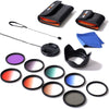 58mm UV CPL FLD Graduated Filter Lens Accessory 9pcs Filter Kit UV Protector Circular Polarizing Filter + Microfiber Lens Cleaning Cloth + Petal Lens Hood + Filter Bag Pouch