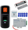 Fingerprint Access Control System Kit Biometric RFID Reader + Electronic Drop Bolt Lock + DC12V Power Supply + Exit Button + 10pcs Keyfobs Cards for Home Door Opener
