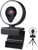 Webcam with microphone,Ring Light and Tripod, Advanced autofocus Adjustable Brightness