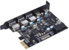 PCI-E to Type C (2),Type A (3) USB 3.0 5-Port PCI Express Expansion Card +Expanding 2 USB 3.0 Ports with Internal 19-Pin Connector