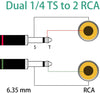 1/4 to RCA Cable, Dual 1/4 inch TS to Dual RCA Stereo Interconnect Cable - 3M