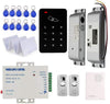 Door Entry System with RFID Keypad Controller Surface Mount Electric Lock Power Supply Push to Exit Button + Door Bell+RFID Keychains/Cards Receptionist can Opens Door for Visitors