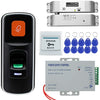 Fingerprint Access Control System Kit Biometric RFID Reader + Electronic Drop Bolt Lock + DC12V Power Supply + Exit Button + 10pcs Keyfobs Cards for Home Door Opener