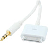 Stereo 3.5mm AUX Input to 30-Pin Male Dock Connector Cable Adapter (White)