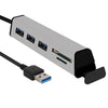 Aluminum Alloy USB 3.0 to 3-Port USB 3.0 Hub TF SD Card Reader with Hidden Phone Support