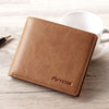 Men Vintage Leather Thin Wallet Card Holder with ID Window