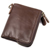 Men RFID Antimagnetic Genuine Leather Double Zipper Pocket Card Holder Wallet