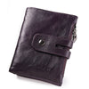 Men Women Vintage Genuine Leather Tri-fold Wallet Card Holder