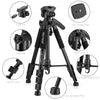 Mactrem PT55 Aluminum Alloy Camera Tripod with 3 Way 360 Degree Pan Head for DSLR SLR DV with Case (Black)