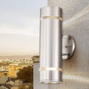 Cerdeco Hamilton Modern Porch Light [ UL-Listed ] Stainless Steel Satin Nickel Finished Outdoor Wall Lamp Weather-Proof Cylinder Wall Sconce Suitable for Garden & Patio