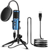 USB Condenser Microphone, Computer PC Gaming Microphone with Tripod Stand