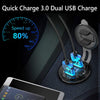 Quick Charge 3.0 Dual USB Socket, Aluminum Metal 12V/24V USB Outlet