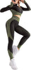 Women's 2 Piece Tracksuit Workout Set - High Waist Leggings and Crop Top