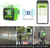 3 x 360 Green Beam 3D Laser Level with Bluetooth Connectivity Three-Plane Self-Leveling and Alignment Cross Line Laser Level -One 360° Horizontal and Two 360° Vertical Lines Laser Tool 603CG-BT