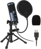 USB Microphone for Computer, Podcast Microphone Condenser Gaming Mic with Adjustable Tripod Stand & Pop Filter for Streaming, Chatting, Recording, Compatible with Mac and Windows, Navy Blue