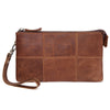 Men Genuine Leather Vintage Plaid Wallet Phone Bag Clutch Bag