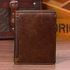 Vintage Genuine Leather 13 Card Slots Driver License Tri-fold Wallet For Men