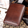 Men RFID Blocking Secure Wallet Fashion Vintage Purses Genuine Leather Tri-fold Wallet Short Wallet