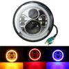 7inch Round Hi/Lo Beam LED Halo Ring DRL Signal Lamp Headlights For Harley/Jeep