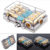 Universal Car Boat Dustproof 3-Way 24V Fuse Block Vehicle Power Distribution Panel Board 1-In-3-Out Fuses Holder Case with Lid
