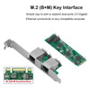 M.2 to Port 2.5G Ethernet NIC Network Card 2Port RJ45 B Key and M Key 2500 Mbps RTL8125B Chipset for Gaming