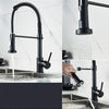 Matte Black Kitchen Tap Brass Single Lever Pull Out Spring Spout Mixers Tap Hot Cold Water Crane
