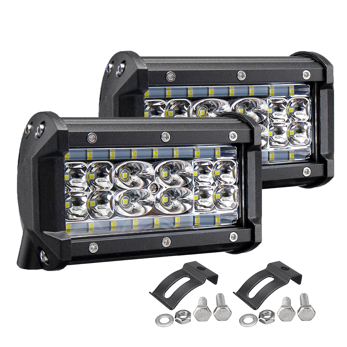 2Pcs 72W 6000LM 5Inch LED Work Light Bar Combo Beam Driving Fog Lamp for Jeep Offroad ATV Truck