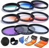 62mm UV CPL FLD Graduated Filter Lens Accessory 9pcs Filter Kit UV Protector Circular Polarizing Filter + Microfiber Lens Cleaning Cloth + Petal Lens Hood + Filter Bag Pouch