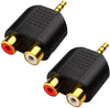 Gold Plated 3.5mm Stereo to 2-RCA Male to Female Adapter,Audio Splitter Adapter, Dual RCA Jack Adapter x2